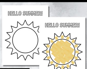 Summer Craft Template Kids Sunshine Craft Hello Summer Activity Toddler Printables Easy Torn Paper Craft Preschool Worksheets Summer School