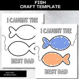 Modello di lavoretto per papà, stampabile, attività di pesca per la festa del papà, lavoretto di pesca facile, attività per bambini, lavoretto di carta strappata fai da te, regalo di pesca per il compleanno del papà