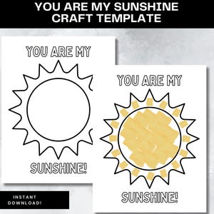 Tu sei il mio modello di artigianato Sunshine Ciao attività di primavera Artigianato primaverile facile Artigianato di carta strappata stampabile per bambini piccoli Fai da te Gioco di scuola materna per l'istruzione parentale