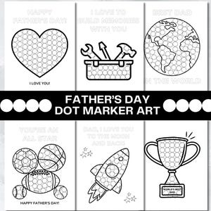 Glücklicher Vatertag Dot Marker Malkarte Do a Dot Printable Dad Craft Malseite Vatertagsspiele Vorschule Kleinkind Aktivität Papa Geschenk