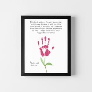 Mothers Day Poem Flower Handprint Craft for Kids Baby Toddler Activity ...