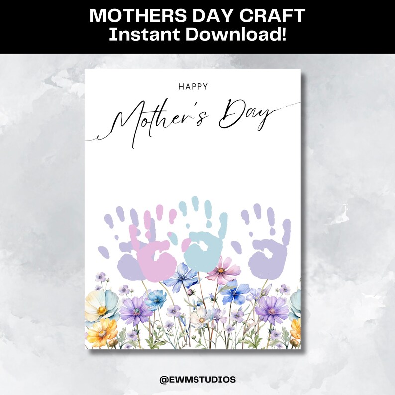Mothers Day Handprint Craft Printable Flower Handprint Art for Kids ...