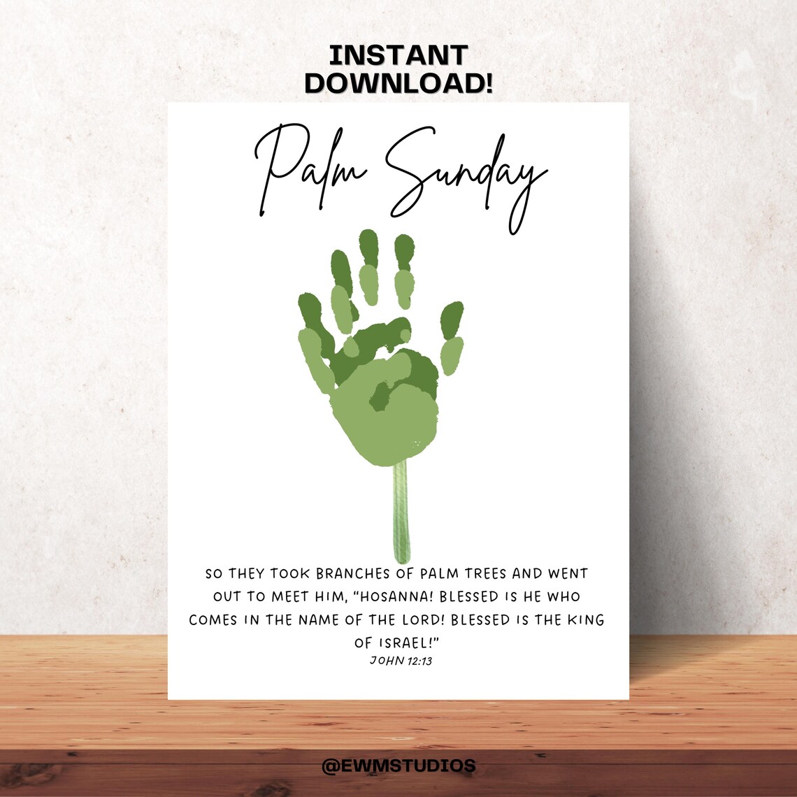 Palm Sunday Handprint Printable Palm Sunday Craft Story of Easter Craft ...