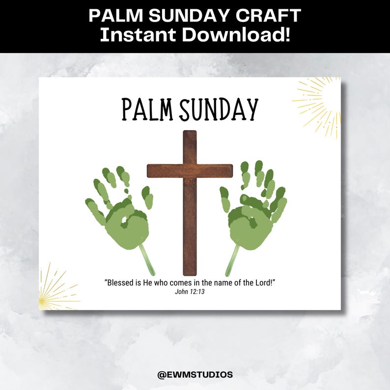 Palm Sunday Handprint Printable Palm Sunday Craft Story of Easter Craft ...