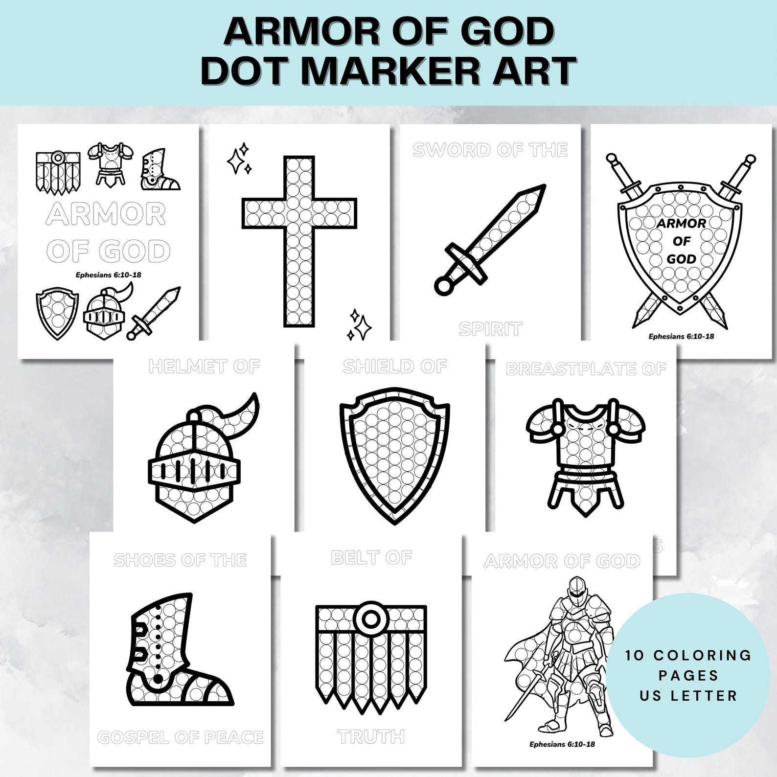 Armor of God Dot Marker Bible Do a Dot Church Coloring Sheets Printable ...