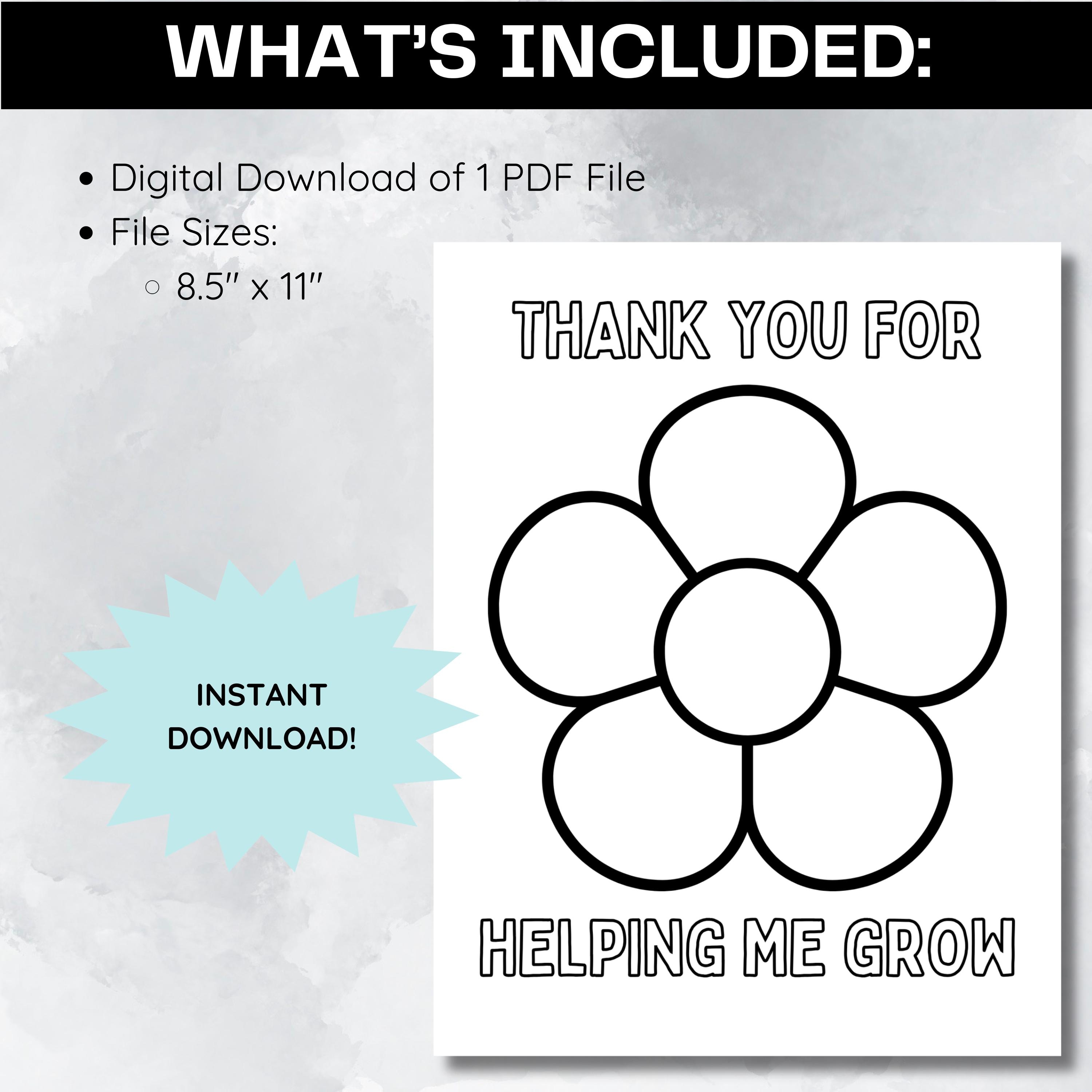 Thank You for Helping Me Grow Craft Template Easy Flower Craft Spring ...