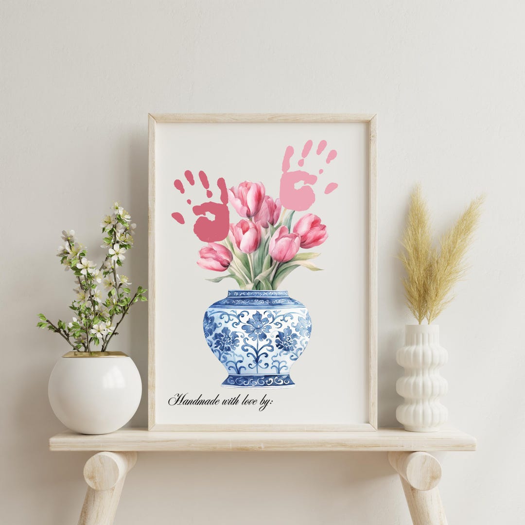 Chinoiserie Handprint Flower Bouquet Craft Mothers Day Flower Handprint ...