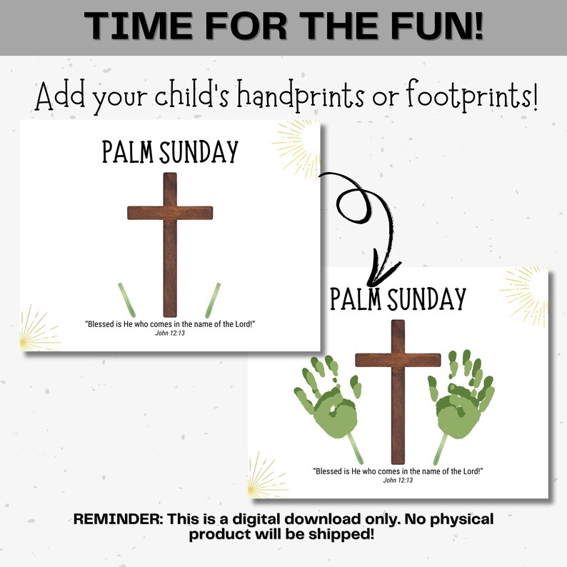 Palm Sunday Handprint Printable Palm Sunday Craft Story of Easter Craft ...