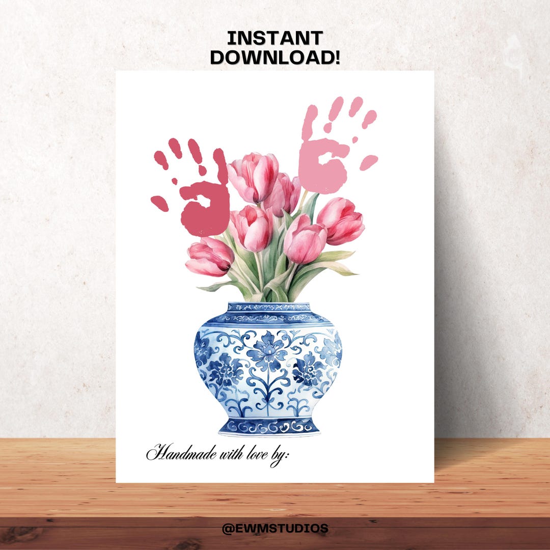 Chinoiserie Handprint Flower Bouquet Craft Mothers Day Flower Handprint ...