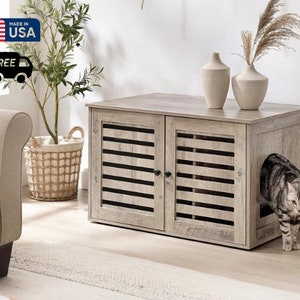 Linkwood Litter Box Enclosure: An Elegant Solution to Conceal Your Pet's Litter Area, Enhancing Your Home's Aesthetic Appeal