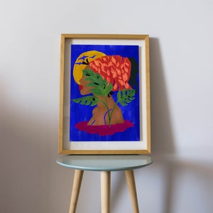Print woman nature connection, Maximalist Wall Art, Printable Eclectic Wall Art, Digital Wall Art, Colorful Wall Art, Digital Download