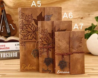 Personalized Leather Journal Notebook A5 A6 A7 Travel Notebook Journal, Refillable Notebook, Blank Notebook, Graduate Gift for Him and Her