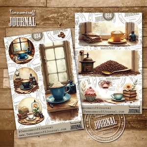 Coffee Sticker Sheet,  Cafe Stickers, Decorative Planner Sticker, Bullet Journal,  Watercolor Coffee Sticker, Coffee Journal Stickers