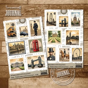 Vintage Briefmarken London Aufkleber, Vintage Briefmarken, London Wahrzeichen Aufkleber, Planer Aufkleber, Journal Aufkleber, Bridge Tower
