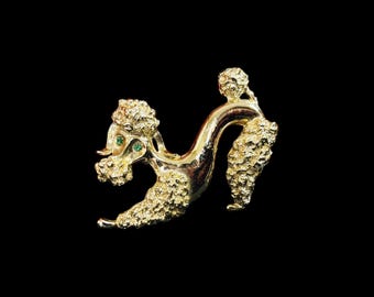 Vintage Gerry’s Gold Poodle Brooch Signed Mid Century Dog Pin