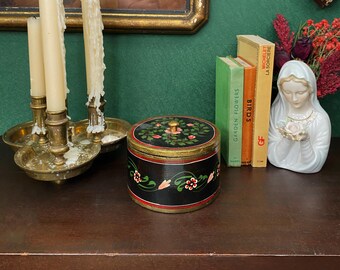 Handpainted 1900s Antique Floral Trinket Box