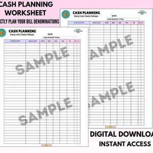 REDESIGNED Cash Planning Sheet - Digital Download Instant Access