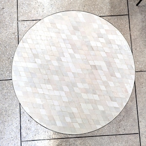 Koninklijke witte mozaïektafel - witte mozaïektafel - koffiemozaïektafel - Marokkaanse tegelstafel, tafel midden van de eeuw moderne Marokkaanse stijl,