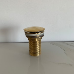 Solid Unlacquered Brass Sink Drain - Solid Brass Drain - Pop Up Drain -Push Up Button