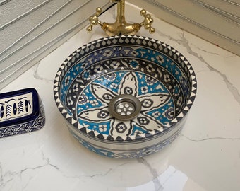 Give your bathroom an exotic touch with this Moroccan washbasin - Washbasin made of Moroccan ceramics