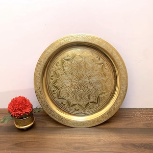 Elegant Brass Moroccan Serving Tray – Handcrafted with Intricate Design, Perfect for Home Decor, Wedding Gifts, or Oriental Table Display
