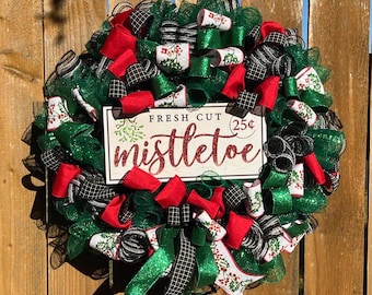 ヤドリギのパーソナライズされたクリスマスリース - Etsy 日本