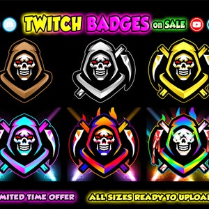 GRIM sub badges, twitch sub badges, twitch badges, twitch sub badge, sub badges twitch, badges twitch, twitch bit badges, Reaper sub badges