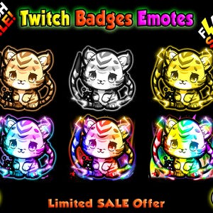 TIGER sub badges, twitch sub badges, twitch badges, twitch sub badge, sub badges twitch, badges twitch, twitch bit badges, Chibi sub badges