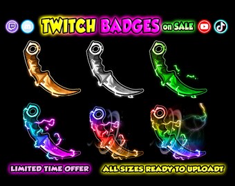 Knife Twitch Sub Badges: Gaming Streamer Badges (Digital Download)