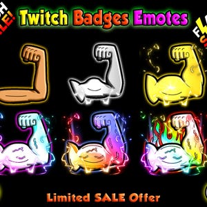 Muscular Arm Twitch Badges: Body Builder Sub Badges (Digital Download)