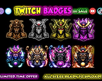 Insignias de suscripción de Samurai en Twitch, insignias de Samurai en Twitch/insignias de Samurai para streamers/insignias de suscriptor