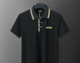 Polo BOSS Hugo avec logo brodé pour hommes en noir et blanc Signature T-shirt de marque tailles M-3XL