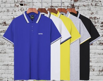 BOSS Hugo Mens Polo Shirt with Embroidered Logo - Signature Designer Tee