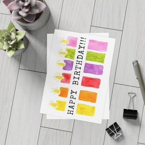 Happy Birthday / colorful candles / 5 X 7 Postcard Bundles (envelopes included)  / AirLandSeaStationery