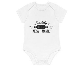 Body organico a maniche corte per neonato Daddy's Little Mess Maker