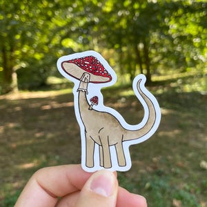 Mushroom headed dinosaur, fly agaric sticker