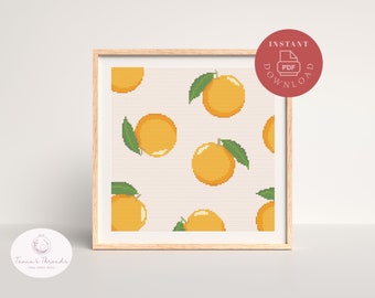 Oranges Cross Stitch Pattern | Fruit Cross Stitch Pattern | Instant PDF Download Cross Stitch Chart
