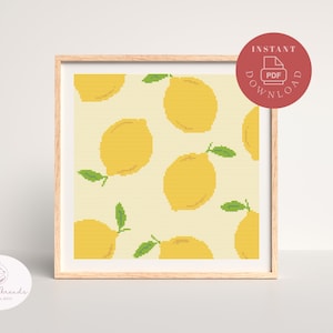 Lemons Cross Stitch Pattern | Fruit Cross Stitch Pattern | Instant PDF Download Cross Stitch Chart