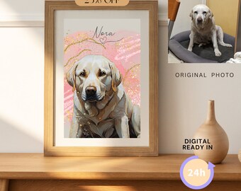 Custom Pet Portraits: Personalized Dog Illustrations, Hand-Drawn Pet Art for Walls, Perfect Gift, Digital Download for Printing A4