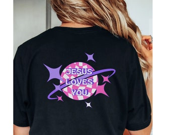 Jesus Loves you, Christian shirt, Jesus t-shirt, gift ideas, Jesus clothing, Christian apparel, religious tees, retro Christian, retro shirt