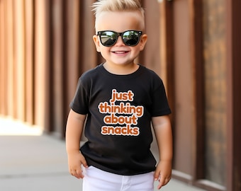 Thinking about snacks, toddler shirt, toddler snacks shirt, toddler t-shirt, fun kids shirt, funny toddler shirt, shirts for toddlers