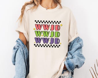 WWJD Retro shirt, T shirts, gift ideas, unisex T-shirt, wwjd, Christian shirts, Christian apparel, religious shirt, Mother’s Day, gifts
