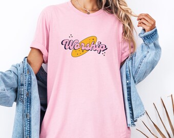 Worship T-shirt, Christian tshirt, retro worship, Christian apparel, Christian shirts, religious, catholic, worship leader, praise Jesus