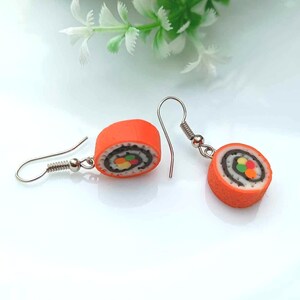 Sushi Earrings, Sushi Roll Earrings, Maki Sushi Earrings, Miniature Food Earrings, Japanese Food Earrings, Handmade Polymer Clay Earrings