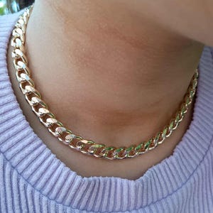 Gold Curb Chain Choker, Chunky Chain Choker, Curb Chain Choker, Gold Link Chain Choker, Thick Chain Choker, Chain Necklace, Bold Necklace