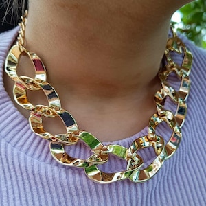 Large Chunky Acrylic Chain Necklace, Wide Chain Necklace, Statement Necklace, Oversized Link Chain Necklace, Bold Chain Choker Necklace