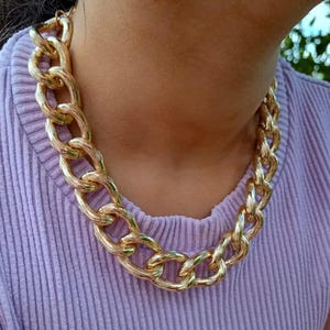 Gold Chunky Chain Choker Necklace, Large Curb Chain Choker, Statement Necklace, Oversized Link Chain Choker, Heavy Thick Gold Necklace, Gift