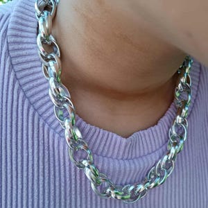 Chunky Chain Necklace, Large Chain Choker, Statement Necklace, Big Link Chain Choker, Punk Chain Necklace, Unisex Necklace, Gift for Him,Her