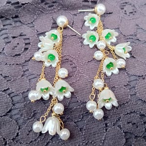 Lily of the Valley Earrings, Boho Lily Earrings, Dainty Floral Fairy Flower Earrings, Wedding Earrings, Bridal Earrings, Bridesmaid Earrings