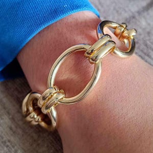 Gold Large Oval Chain Bracelet, Chunky Chain Bracelet, Thick Chain Bracelet, Oversized Statement Bracelet, Big Link Bracelet, Gift for Her